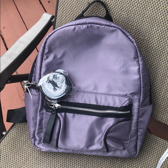 NWT KISSME COUTURE SILVER BACKPACK W/ SMILEY COIN - Picture 1 of 7